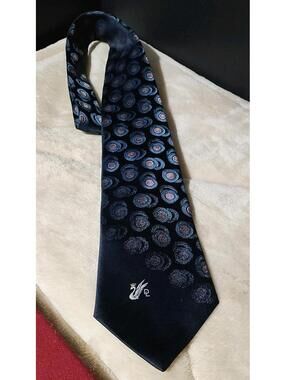 Neck Tie VTG 60s Don Loper Beverly Blue & Pinkish Swirls Thai Silk Effects